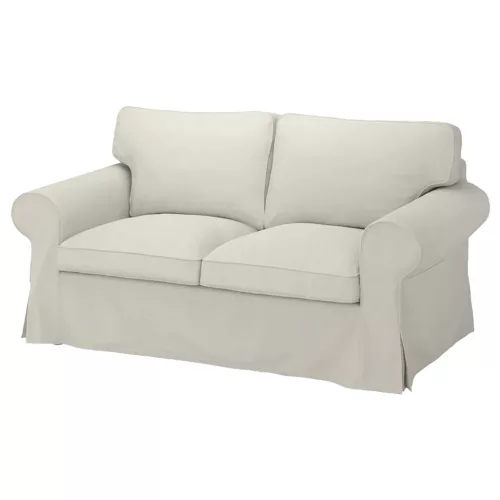 Bezug für ausziehbares 2-Sitzer-Sofa IKEA Ektorp – großes Modell - Hanna gebrochenes weiss  