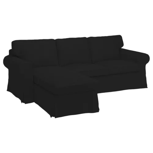 IKEA Ektorp Sofabezug für 3-Sitzer mit Récamiere links - MV schwarz