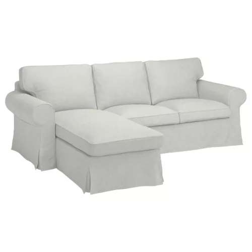 IKEA Ektorp Sofabezug für 3-Sitzer mit Récamiere links - Hanna gebrochenes weiss  