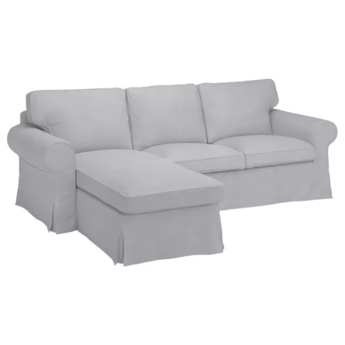 IKEA Ektorp Sofabezug für 3-Sitzer mit Récamiere links - Hanna hellgrau  