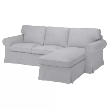   IKEA Ektorp Sofabezug für 3-Sitzer mit Récamiere rechts - Hanna hellgrau  